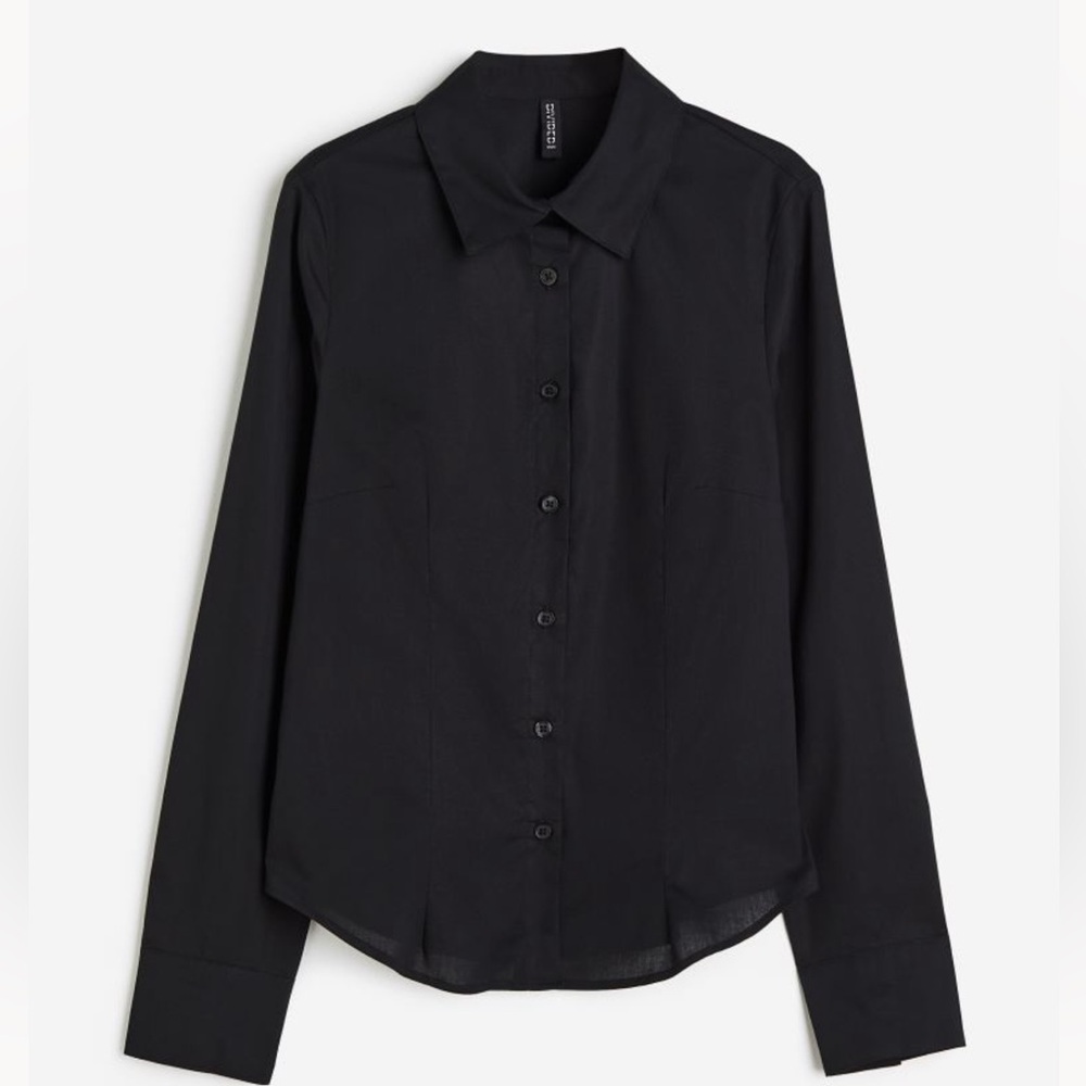 H&M Fitted Poplin Long Sleeve Button Up Shirt